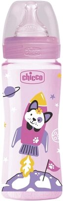 Бутылочка для кормления Chicco Well-Being Girl с силиконовой соской / 00028637100000 от компании Бесплатная доставка по Беларуси - фото 1