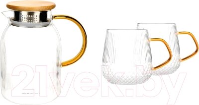 Чайный набор Makkua Ribbed Glassware RT1200 + RC300 от компании Бесплатная доставка по Беларуси - фото 1