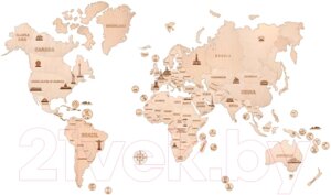 Декор настенный Wood Trick Карта мира XXL / 1234-XXL