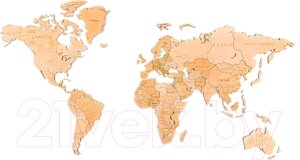 Декор настенный Woodary Карта мира на английском языке XL / 3197