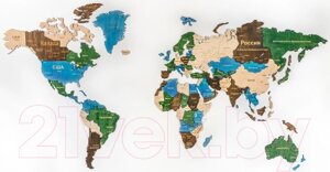 Декор настенный Woodary Карта мира XL / 3140