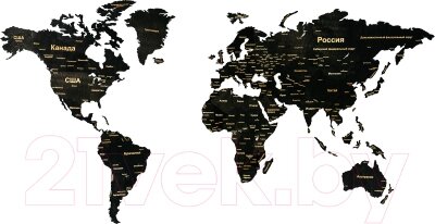 Декор настенный Woodary Карта мира XXL / 3260 от компании Бесплатная доставка по Беларуси - фото 1