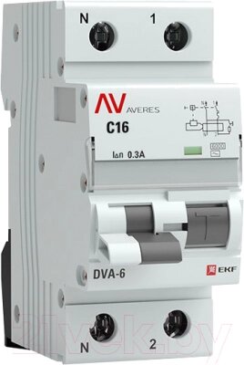 Дифференциальный автомат EKF Averes DVA-6 1P+N 16А (C) 300мА (AC)6кА / rcbo6-1pn-16C-300-ac-av от компании Бесплатная доставка по Беларуси - фото 1