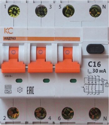Дифференциальный автомат КС АВДТ-63 3р+N С 16А/100мА А 6кА / 72910 от компании Бесплатная доставка по Беларуси - фото 1