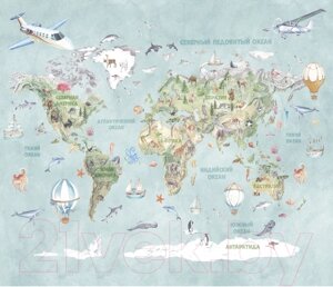 Фотообои листовые Citydecor Детская Карта мира 337