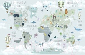 Фотообои листовые Citydecor Карта мира на русском 10