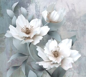 Фотообои листовые Vimala 3D белые цветы