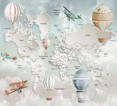 Фотообои листовые Vimala 3D карта мира от компании Бесплатная доставка по Беларуси - фото 1