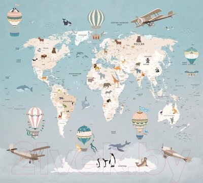 Фотообои листовые Vimala Карта мира от компании Бесплатная доставка по Беларуси - фото 1
