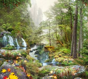 Фотообои листовые Vimala Водопад в лесу