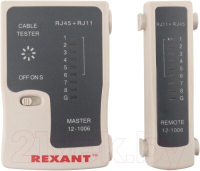 Кабельный тестер Rexant RJ-45+RJ-11 / 12-1006 от компании Бесплатная доставка по Беларуси - фото 1