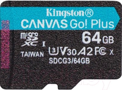 Карта памяти Kingston Canvas Go Plus microSDXC 64GB (SDCG3/64GBSP) от компании Бесплатная доставка по Беларуси - фото 1