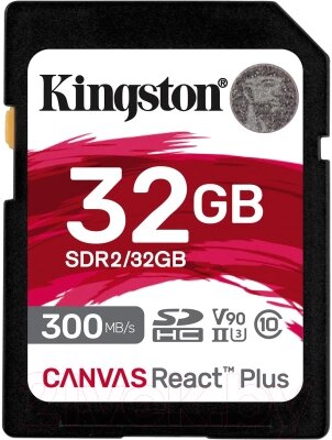 Карта памяти Kingston Canvas React Plus SDHC 32GB (SDR2/32GB) от компании Бесплатная доставка по Беларуси - фото 1