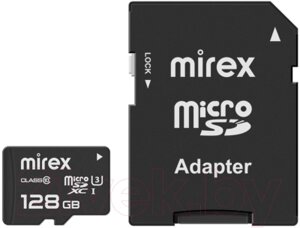 Карта памяти Mirex microSDXC UHS-I U3 Class 10 128GB + адаптер (13613-AD3UH128)