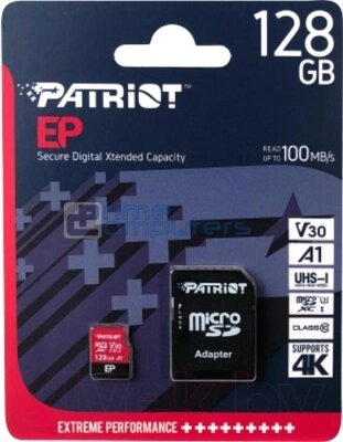 Карта памяти Patriot microSDXC (Class 10) 128Gb + адаптер (PEF128GEP31MCX) от компании Бесплатная доставка по Беларуси - фото 1