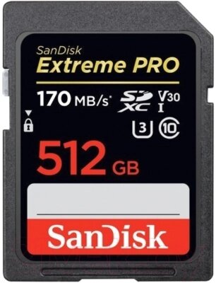 Карта памяти SanDisk Extreme Pro SDXC UHS-I Class 3 V30 (SDSDXXD-512G-GN4IN) от компании Бесплатная доставка по Беларуси - фото 1