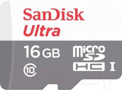 Карта памяти SanDisk Ultra MicroSDHC Class 10 UHS-I 16GB (SDSQUNS-016G-GN3MN) от компании Бесплатная доставка по Беларуси - фото 1