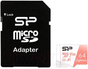 Карта памяти silicon power superior microsdxc 64GB A1 class 10 (SP064gbstxdv3V20SP)
