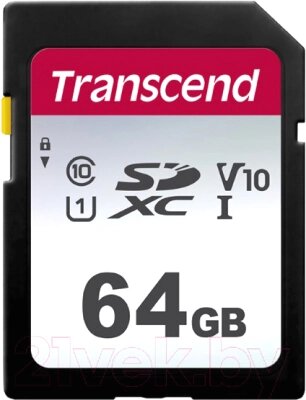 Карта памяти Transcend SDXC Class 10 U3 V30 64GB (TS64GSDC300S) от компании Бесплатная доставка по Беларуси - фото 1