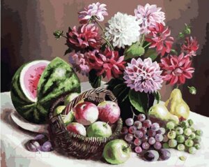 Картина по номерам БЕЛОСНЕЖКА Георгины и фрукты / 172-AB