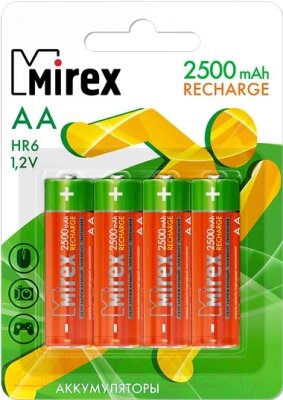 Комплект аккумуляторов Mirex HR6 2500mAh / HR6-25-E4 от компании Бесплатная доставка по Беларуси - фото 1