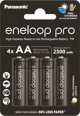 Комплект аккумуляторов Panasonic Eneloop Pro AA 2500 4BP / BK-3HCDE/4CP от компании Бесплатная доставка по Беларуси - фото 1