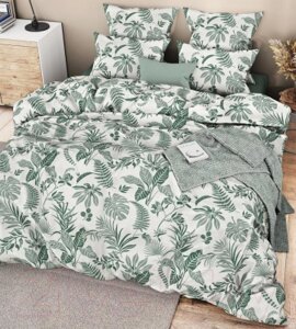 Комплект постельного белья Ночь нежна Зеленые джунгли 2 сп Евро 70x70 / 71059-1+71060-1