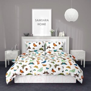 Комплект постельного белья Samsara Home Бабочки Евро Сат220ц-2