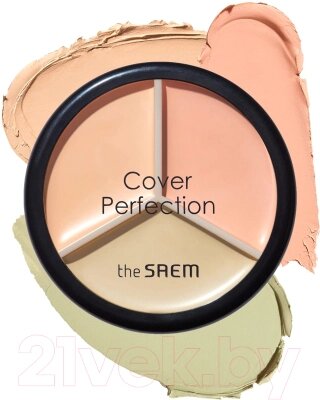 Консилер The Saem Cover Perfection Triple Pot Concealer тон 03 Correct Up Beige от компании Бесплатная доставка по Беларуси - фото 1