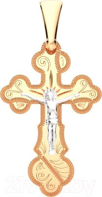 Крестик из комбинированного золота ZORKA 410008.1.14K. B.REL от компании Бесплатная доставка по Беларуси - фото 1