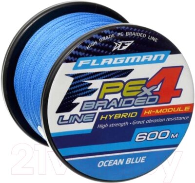 Леска плетеная Flagman Fishing PE Hybrid F4 600м Ocean Blue 0.50мм 32.5кг 70lb / 31600-050 от компании Бесплатная доставка по Беларуси - фото 1