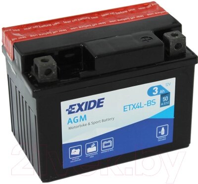 Мотоаккумулятор Exide ETX4L-BS от компании Бесплатная доставка по Беларуси - фото 1