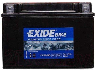 Мотоаккумулятор Exide ETX9-BS от компании Бесплатная доставка по Беларуси - фото 1