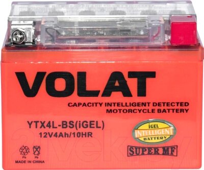 Мотоаккумулятор VOLAT YTX4L-BS iGEL R+ от компании Бесплатная доставка по Беларуси - фото 1