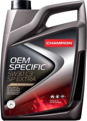 Моторное масло Champion OEM Specific 5W30 C3 SP Extra / 1049362 от компании Бесплатная доставка по Беларуси - фото 1