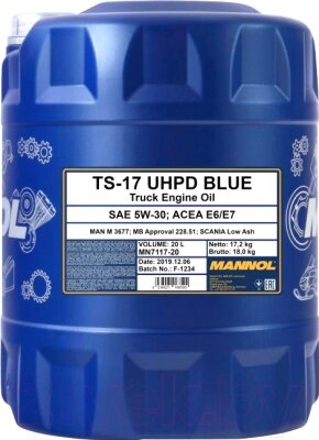 Моторное масло Mannol TS-17 UHPD Blue 5W30 E6/E7 / MN7117-20 от компании Бесплатная доставка по Беларуси - фото 1