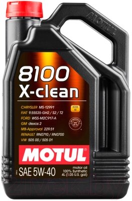 Моторное масло Motul 8100 X-clean 5W40 / 104720 от компании Бесплатная доставка по Беларуси - фото 1