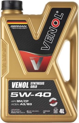 Моторное масло Venol Synthetic Gold 5W40 SM/CF A3/B3 от компании Бесплатная доставка по Беларуси - фото 1