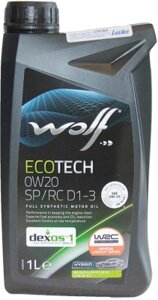 Моторное масло WOLF ecotech 0W20 SP/RC D1-3 / 16173/1