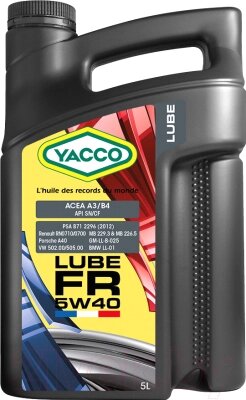 Моторное масло Yacco Lube FR 5W40 от компании Бесплатная доставка по Беларуси - фото 1