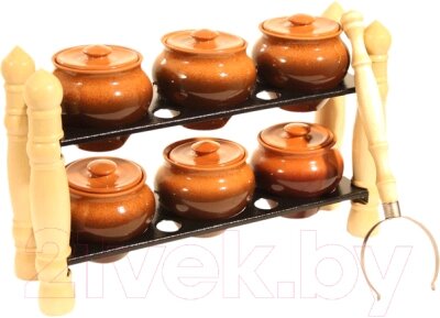 Набор горшочков для запекания Вятская керамика НБР ВК-3Т от компании Бесплатная доставка по Беларуси - фото 1