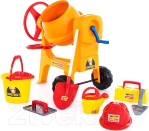 Набор инструментов игрушечный Полесье Бетономешалка Construct с набором каменщика №7 / 50649