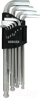 Набор ключей BERGER Г-образных с шаровым профилем H1.5-H10 / BG2291 от компании Бесплатная доставка по Беларуси - фото 1