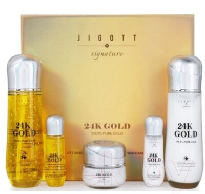 Набор косметики для лица Jigott Signature 24K Gold Тонер+Эмульсия+Крем от компании Бесплатная доставка по Беларуси - фото 1