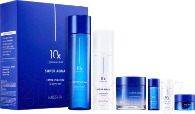 Набор косметики для лица Missha Super Aqua Ultra Hyalron 10X Тоник+Эмульсия+Крем от компании Бесплатная доставка по Беларуси - фото 1