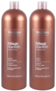 Набор косметики для волос Kapous Magic Keratin Шампунь 1л+бальзам 1л