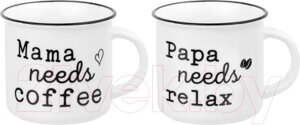 Набор кружек Elan Gallery Papa Needs Relax & Mama Needs Coffee / 880171