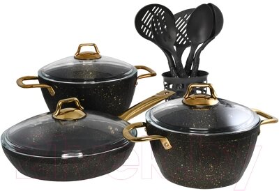 Набор кухонной посуды Oursson Black Gold CS2612A/BL от компании Бесплатная доставка по Беларуси - фото 1