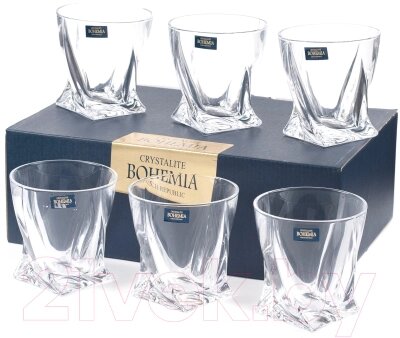Набор стаканов Bohemia Crystalite Quadro 20936/99A44/340 от компании Бесплатная доставка по Беларуси - фото 1