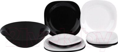 Набор тарелок Luminarc Carine Black/White N1491 от компании Бесплатная доставка по Беларуси - фото 1